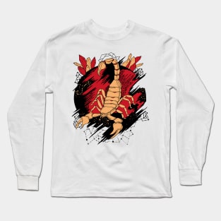 Red and Cream Cosmic Scorpion Long Sleeve T-Shirt